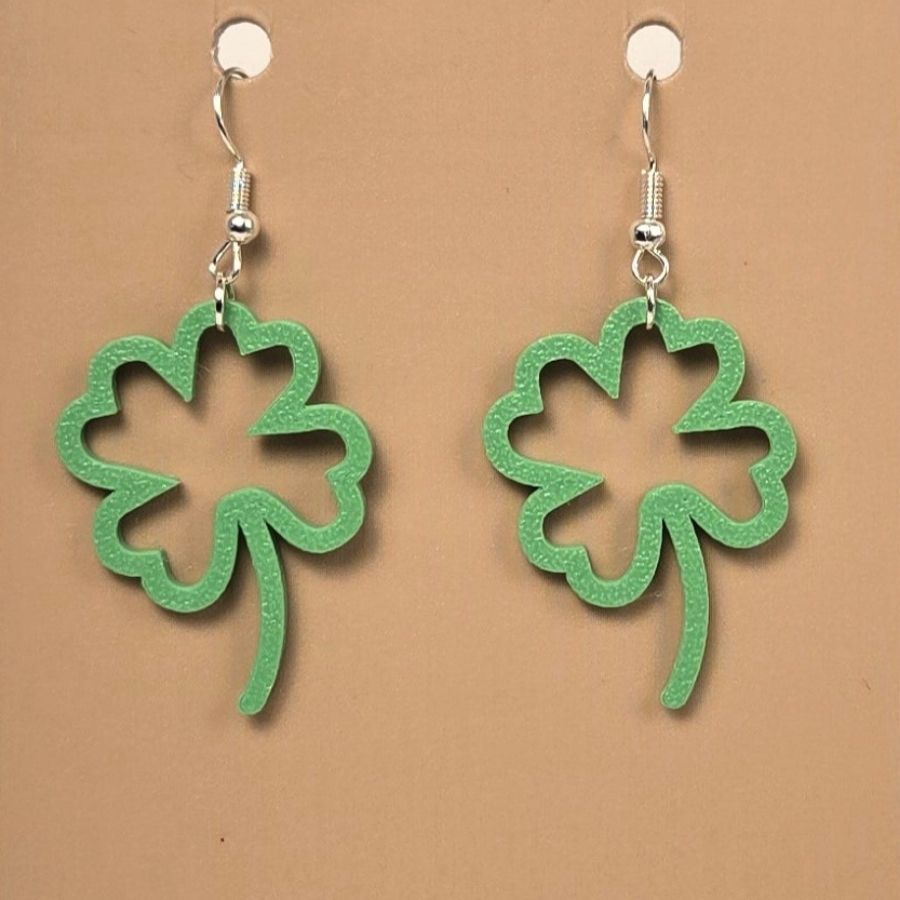 Boucle d'oreille en forme de trèfle 4 feuilles porte-bonheur avec crochets hypoallergéniques sans nickel